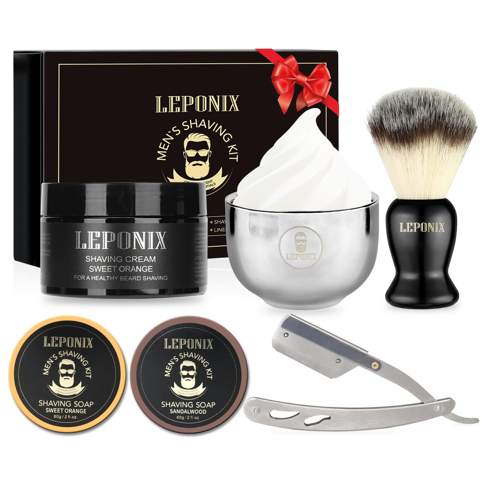 LEPONIX straight-razor-kit offers a complete grooming setup for a precise, smooth shave.