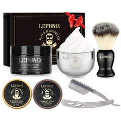 LEPONIX straight-razor-kit offers a complete grooming setup for a precise, smooth shave.