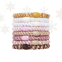 L. Erickson pink white gold hair ties 8-pack for secure heavy ponytails without snagging