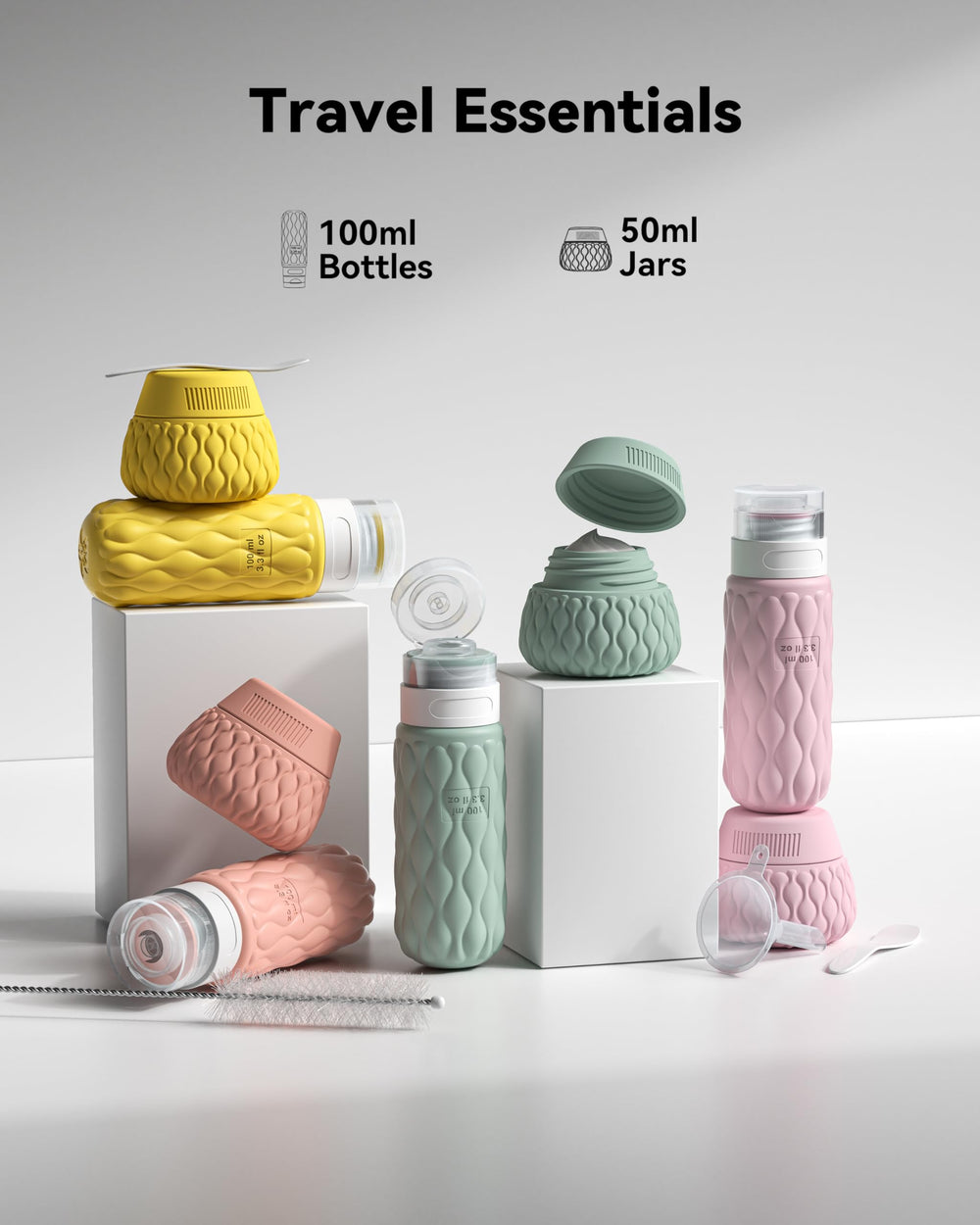 Lericttor silicone travel containers 50ml jars ideal for creams and lotions on the go.