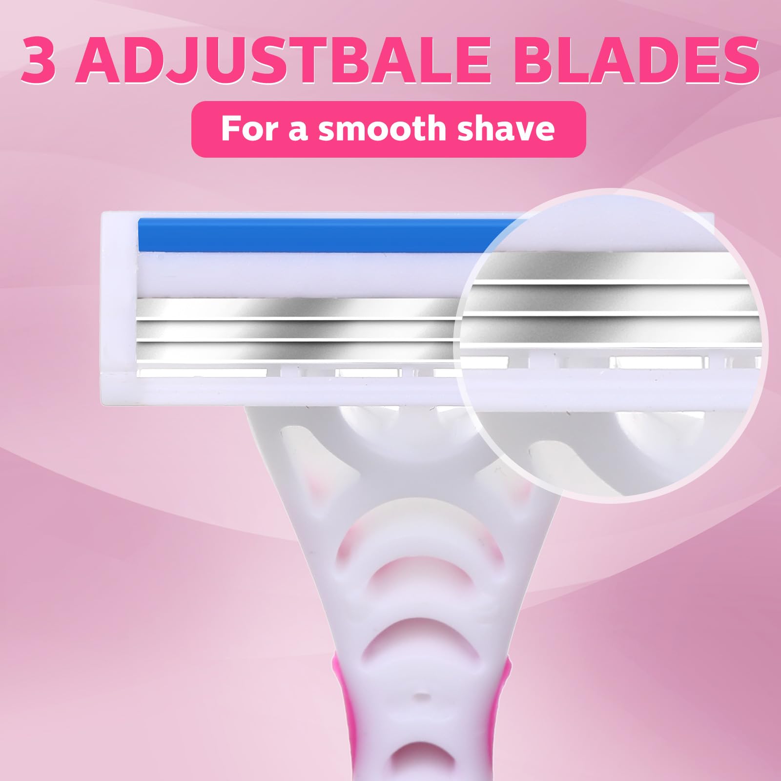 Leriton 3-blade head close-up highlights smooth shave potential