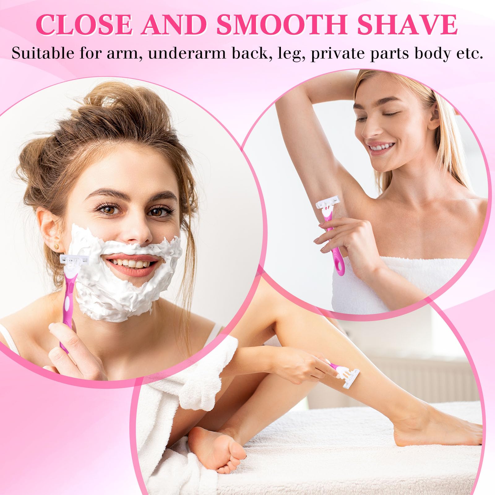 Leriton pink and white razor design shows stylish, easy-grip handle