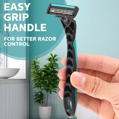 Leriton three-blade disposable razor design showing triple blades for gentle skin contact.