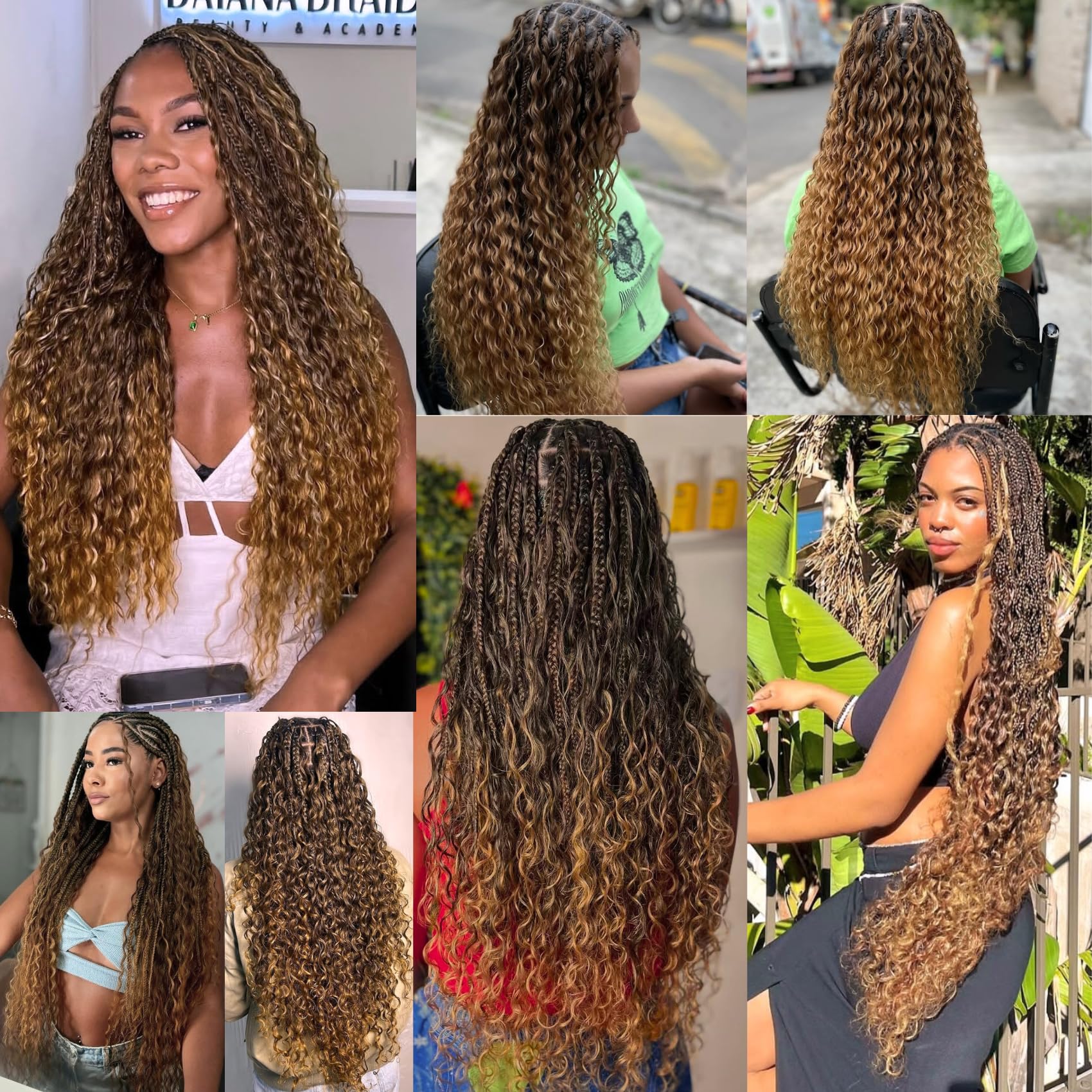 Leticia boho knotless box goddess and Ghana braid options for versatile DIY looks.