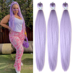 Leticia light purple braiding hair folded to 26in for long, ready-to-install styles.