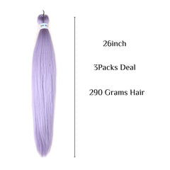 Leticia light purple braiding hair soft touch closeup emphasizes smooth feel.