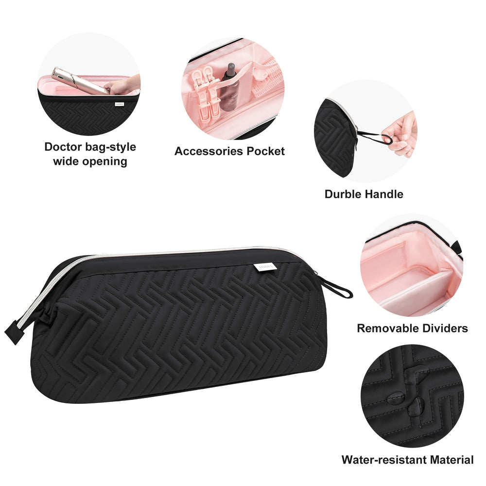 Leudes compact carry-handle design supports easy wall-hanging and compact storage.