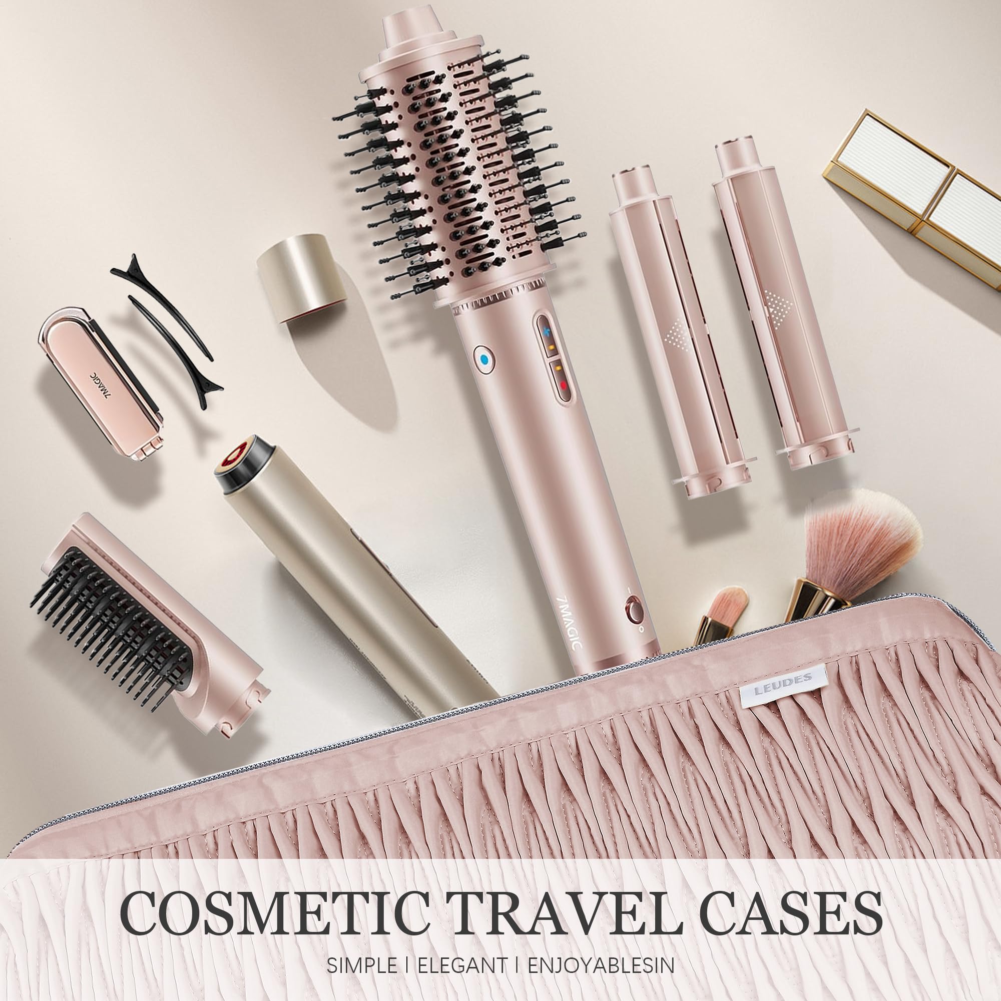 Leudes pink travel case compact size fits neatly in luggage or carry-on
