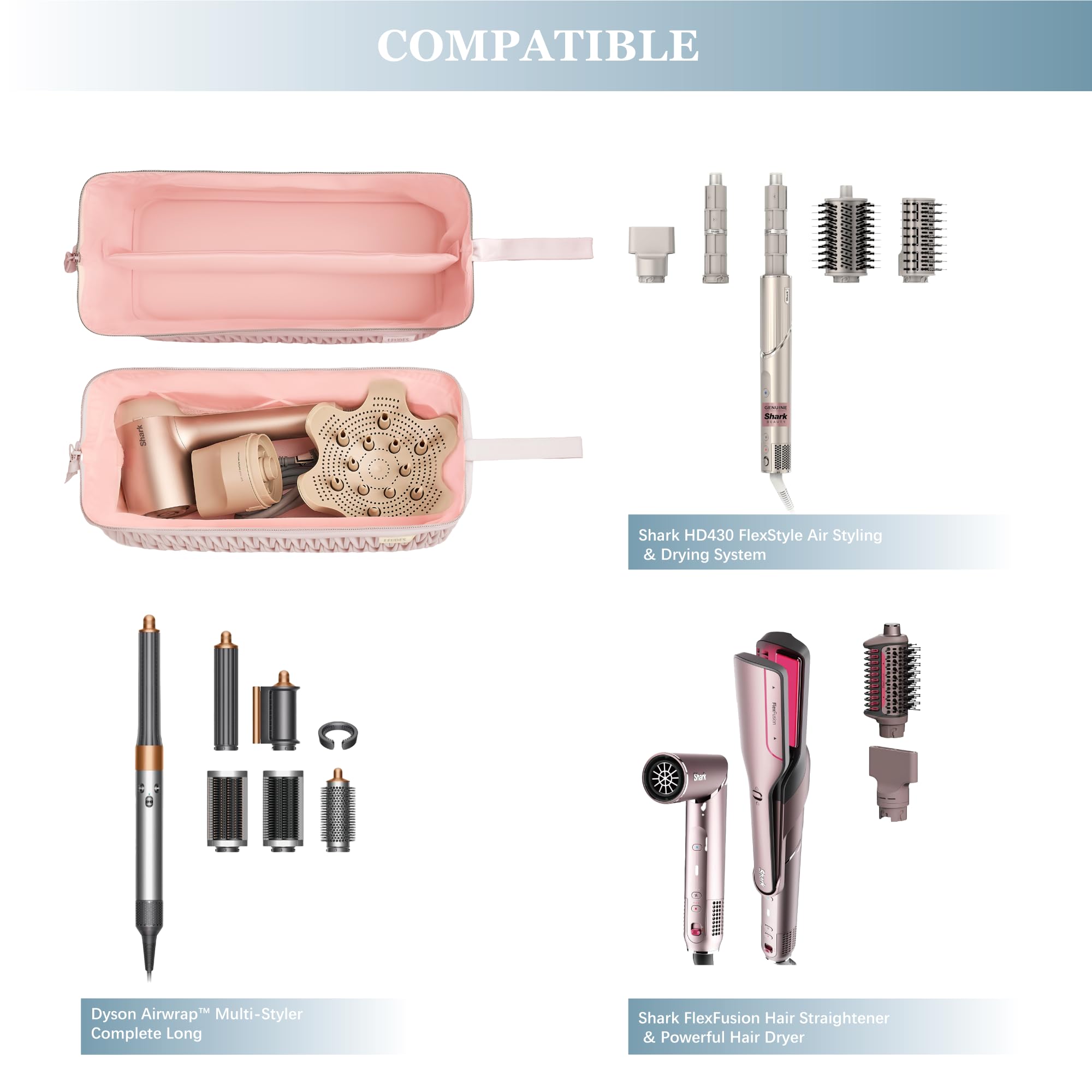 Leudes pink case reveals two transparent pockets for accessories and small parts