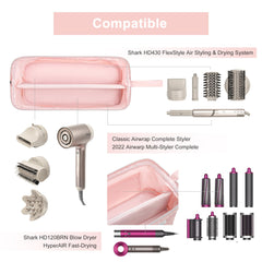 Leudes pink travel bag shows two clear pockets for small accessories.