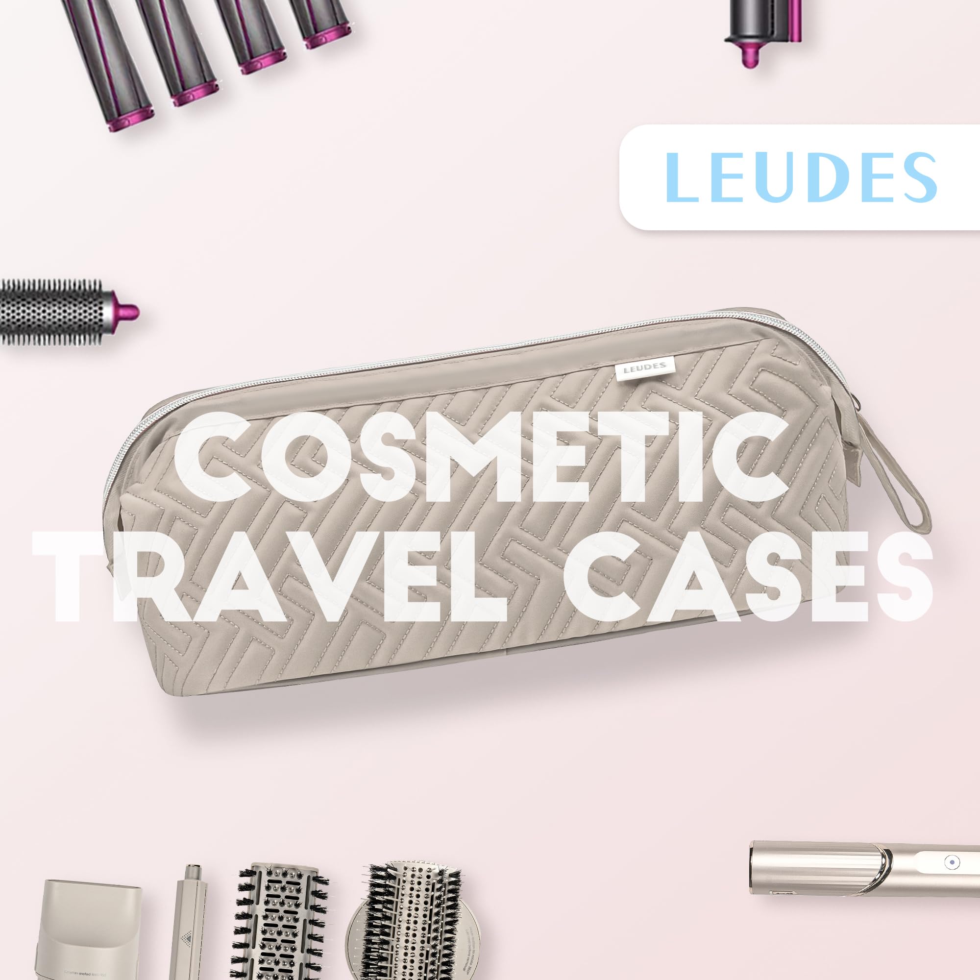 Leudes travel bag camel middle partition keeps curling wands separated and safe