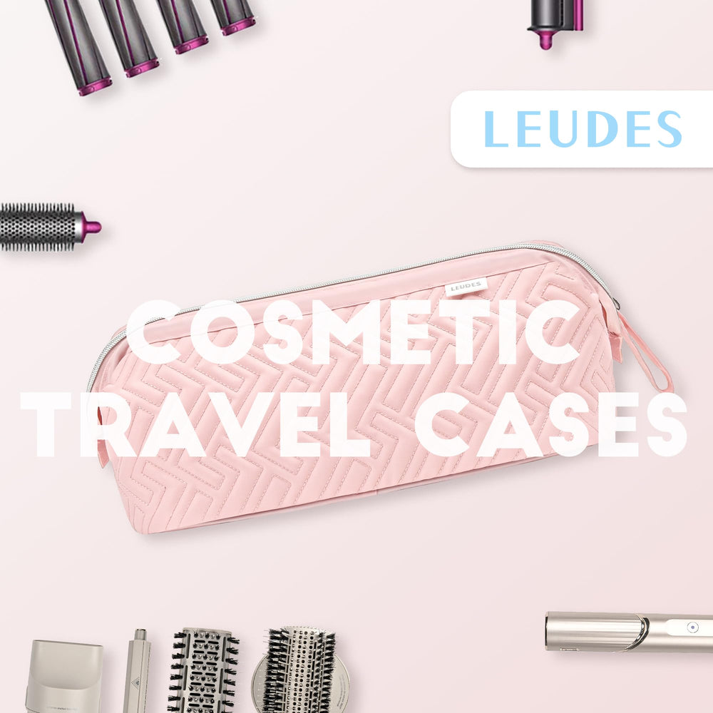 Leudes pink travel case made of water-resistant nylon shows durable, chemical-free construction.