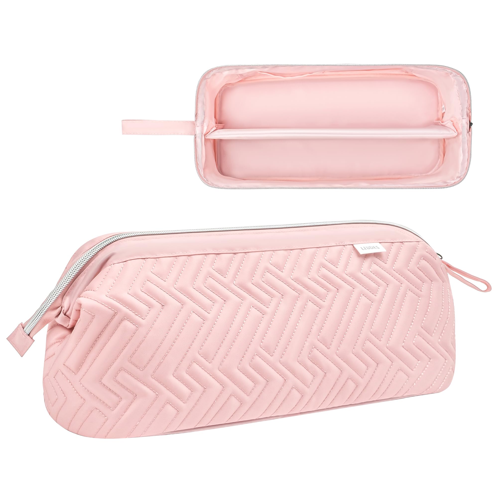 Leudes pink travel bag designed to be wall-hung for space-saving storage.
