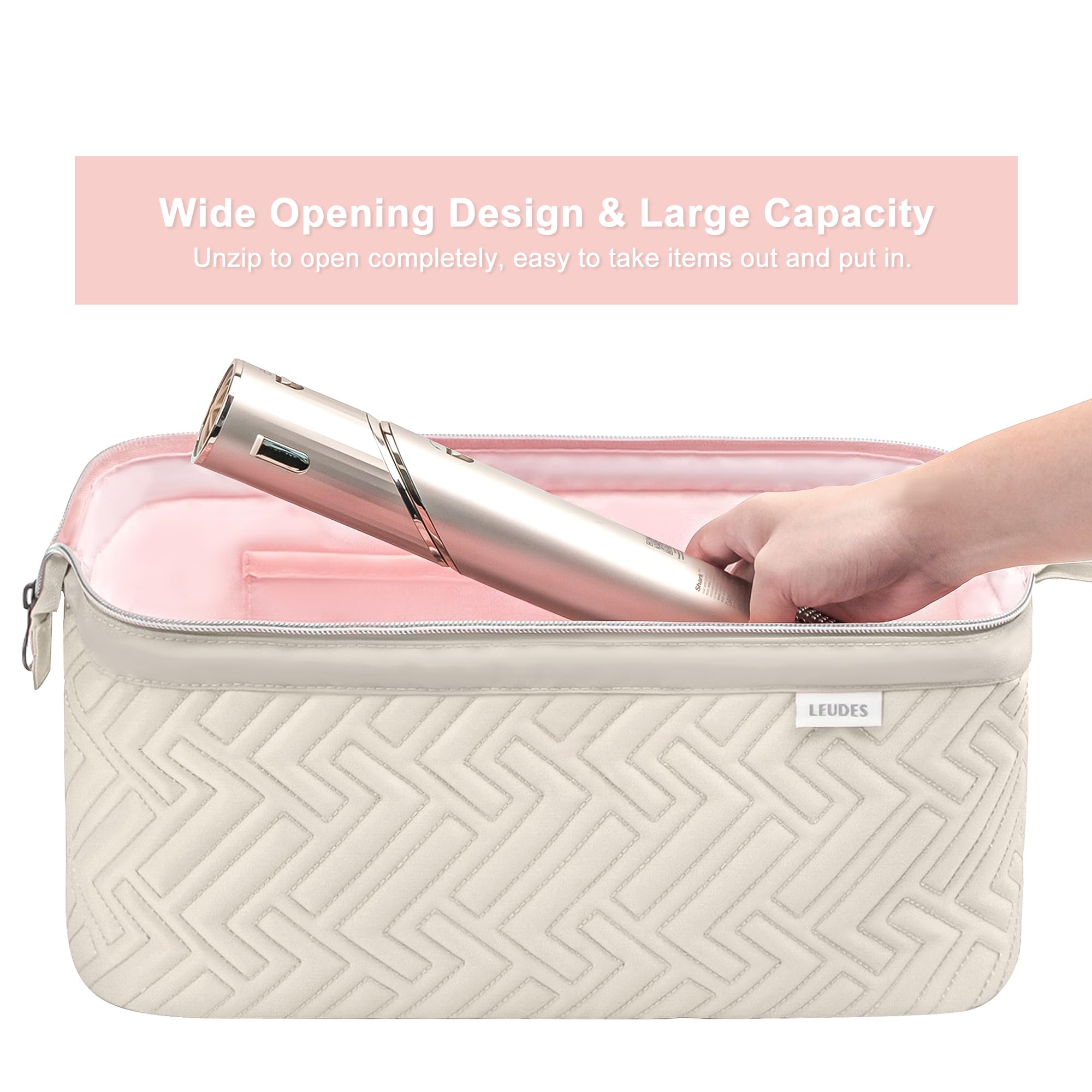Leudes travel case open wide for quick access to Shark Flexstyle and attachments