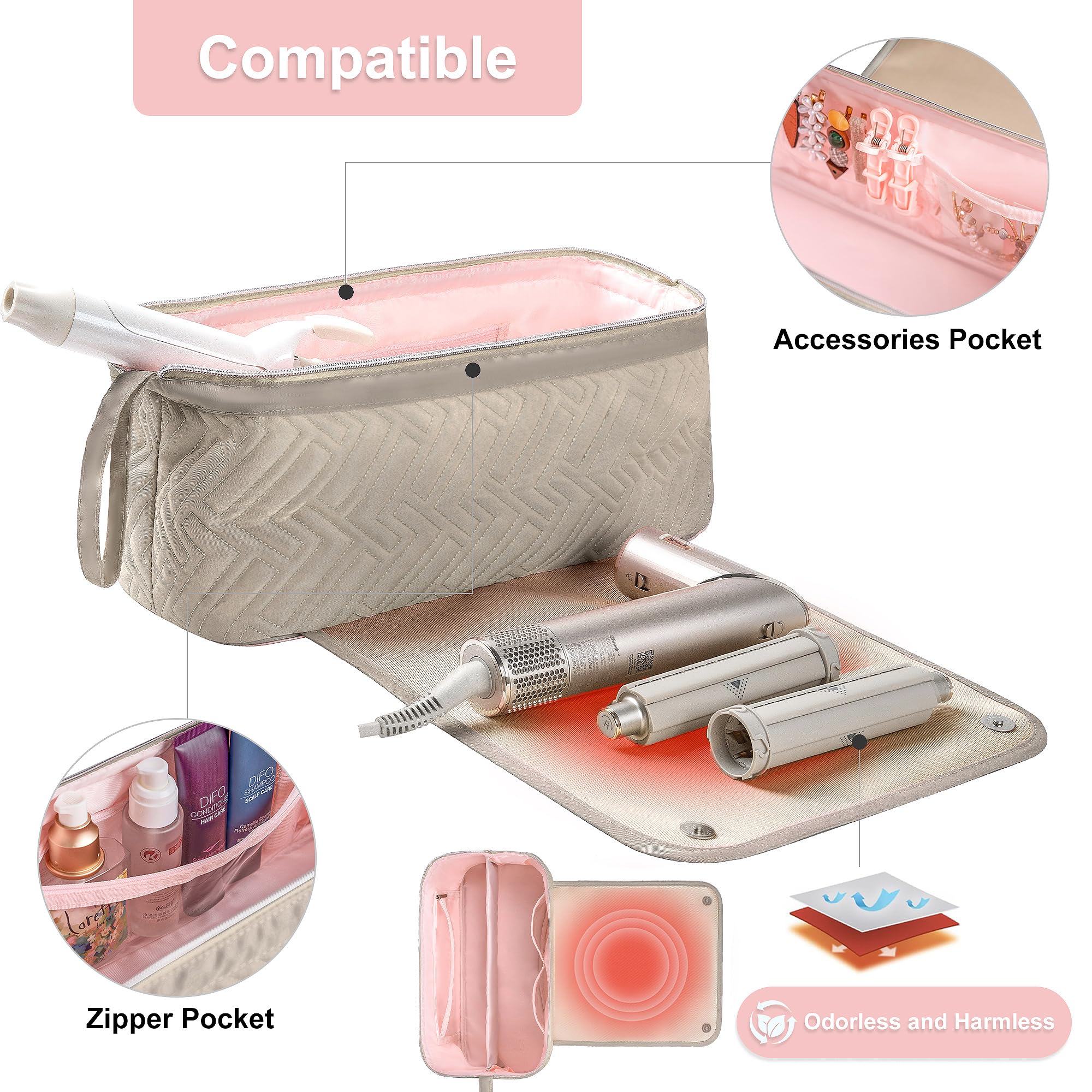 Leudes travel bag wide opening for quick access camel