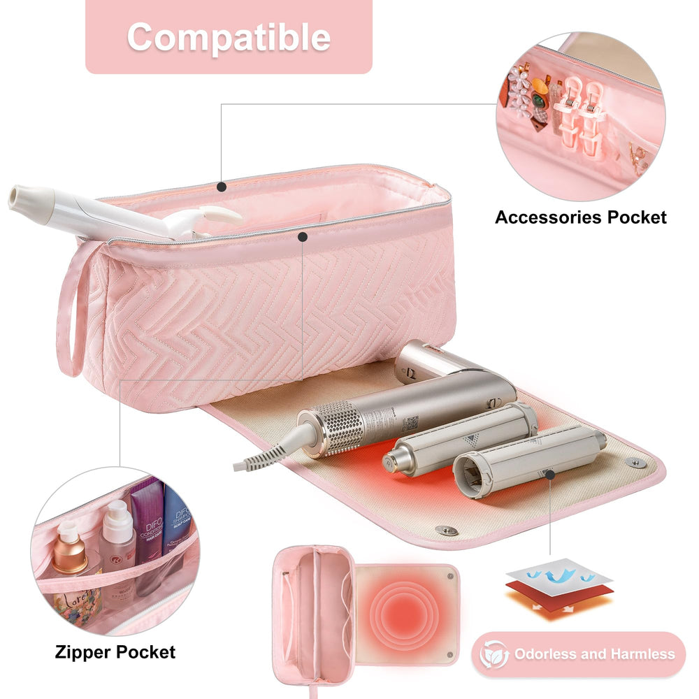 Leudes padded interior and divider safeguard delicate wand and dryer during travel.