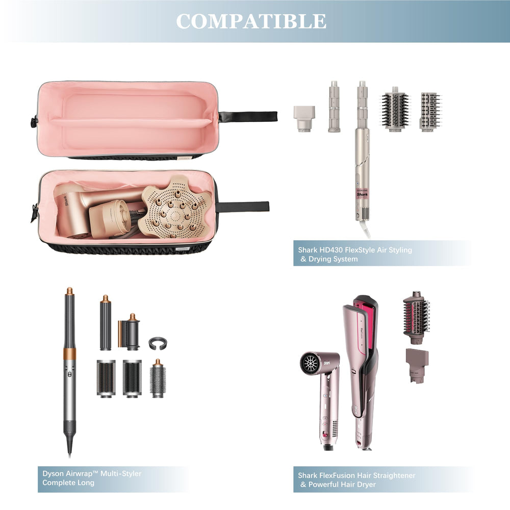 Leudes travel case interior provides padded, secure space for wand and dryer.