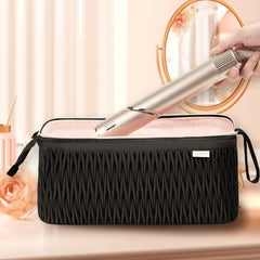 Leudes travel case with Dyson Airwrap side pocket for quick-access attachments.