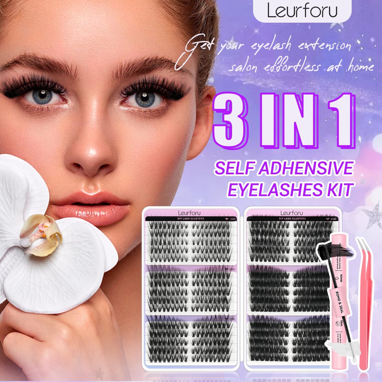 Leurforu easy-apply clusters for quick natural-looking lash upgrades.