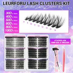 Leurforu lash clusters kit pre-separated left right for quick application.