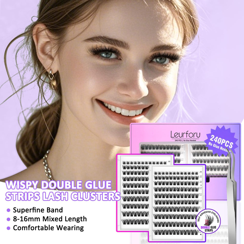 Leurforu waterproof, durable lash clusters withstand daily wear and occasions.