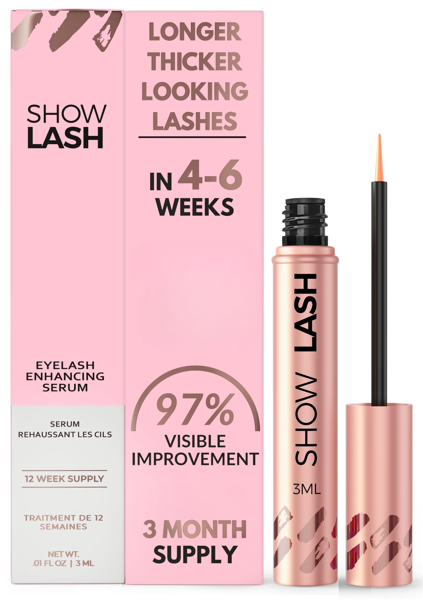 LeVaye' Show Lash serum bottle promotes daily lash nourishment and conditioning.