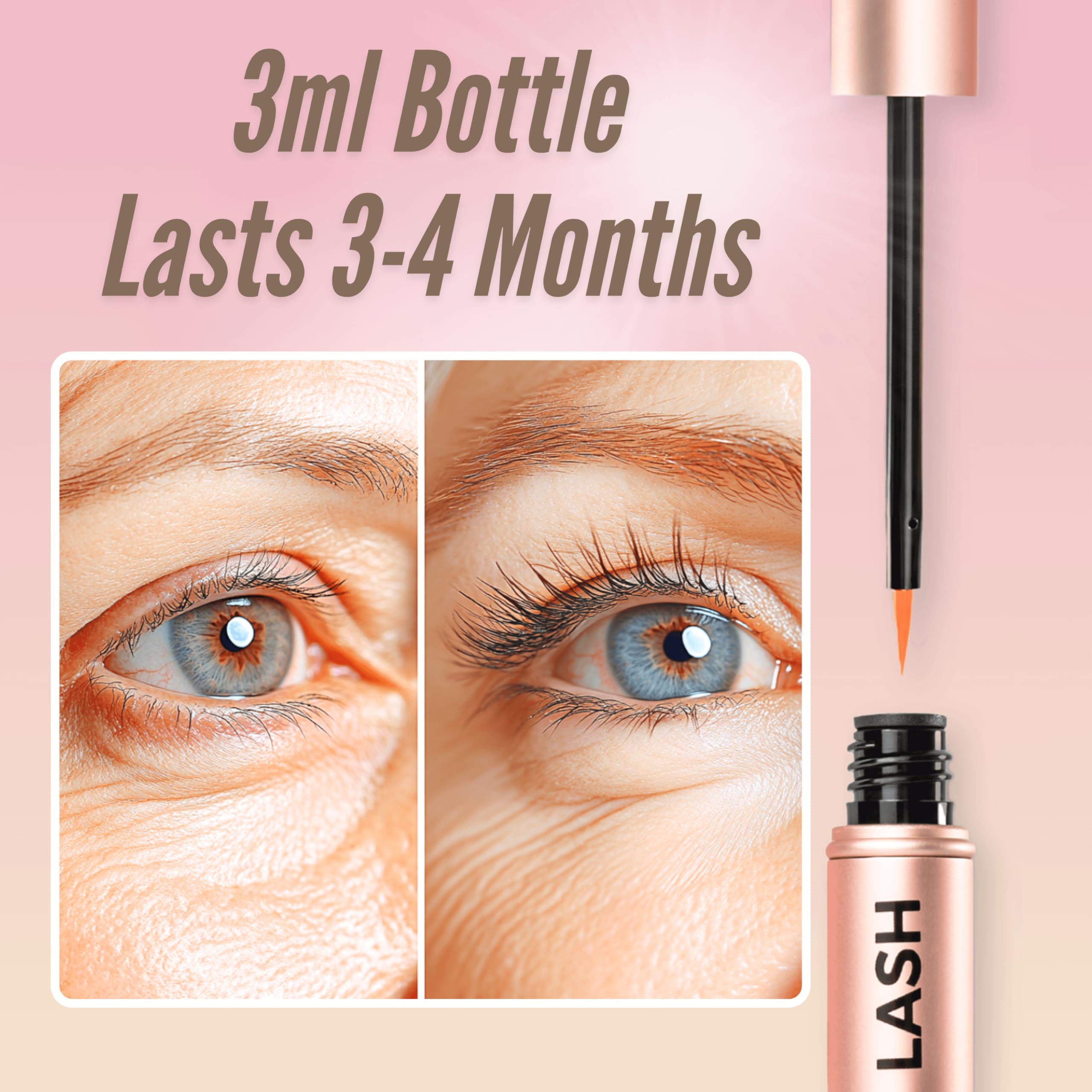 LeVaye' Show Lash serum on lash demonstrates potential longer look.
