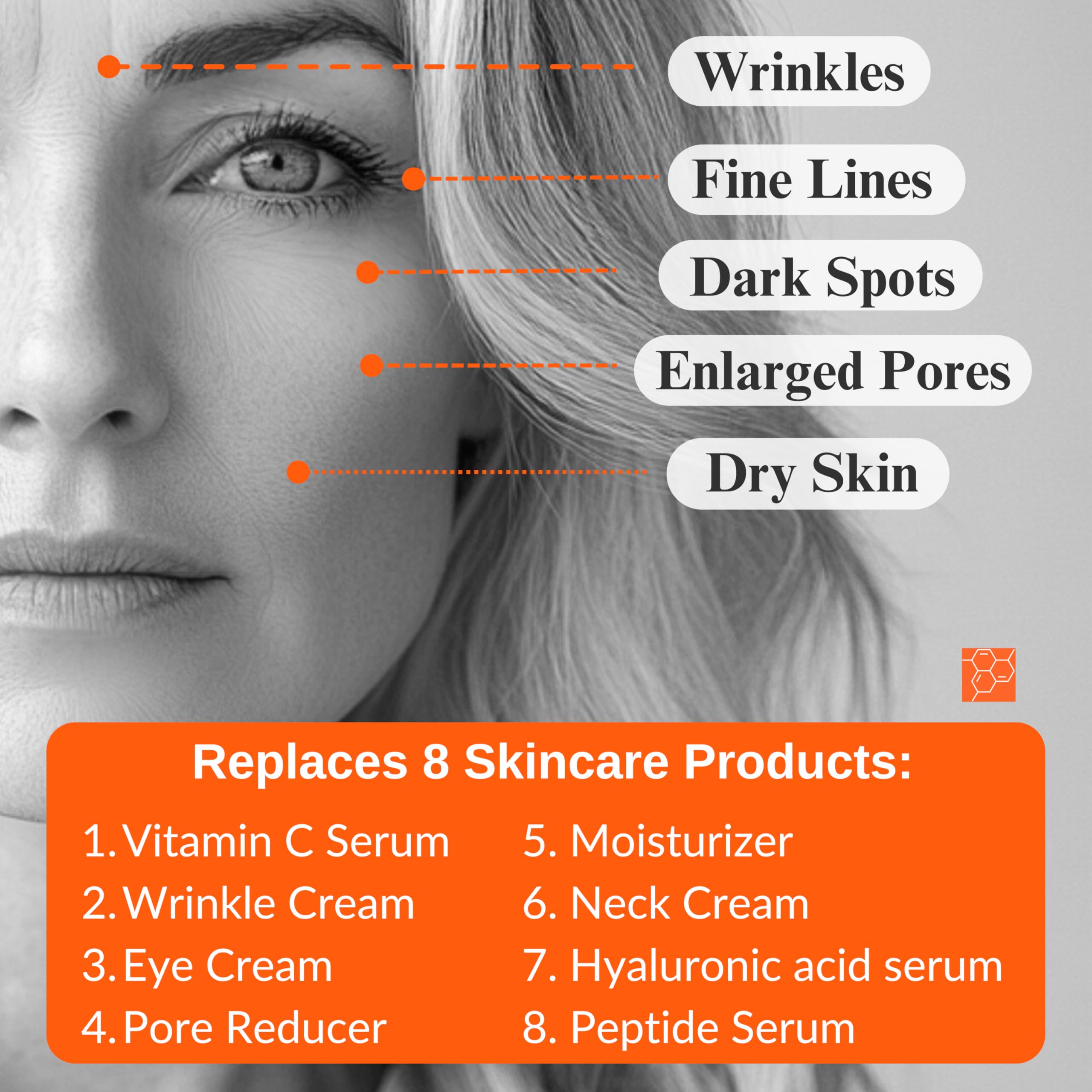 LeVaye Vitamin C Serum with peptides supports firmer-feeling skin.