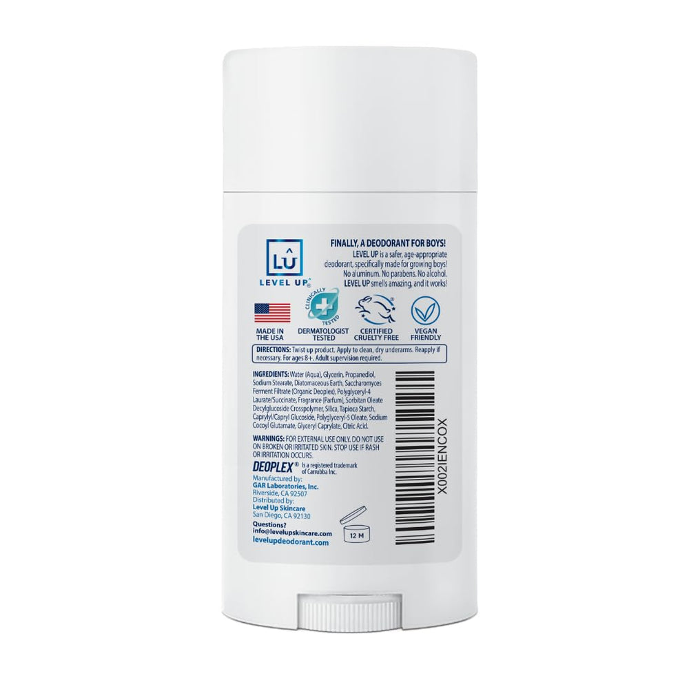 Level Up fragrance close-up highlights age-appropriate scent that keeps kids smelling fresh.