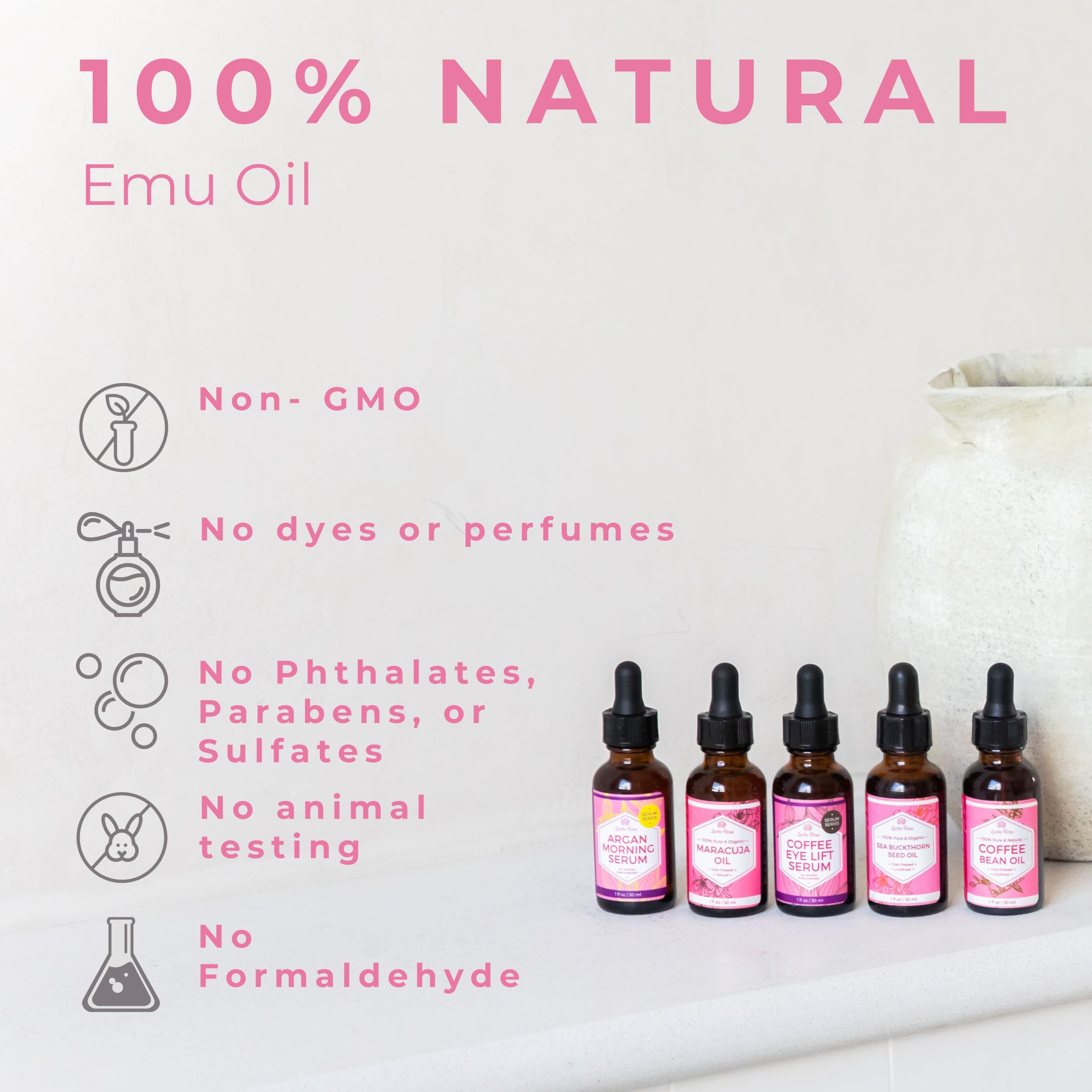 Leven Rose Emu Oil para cuerpo hidratado y suave.