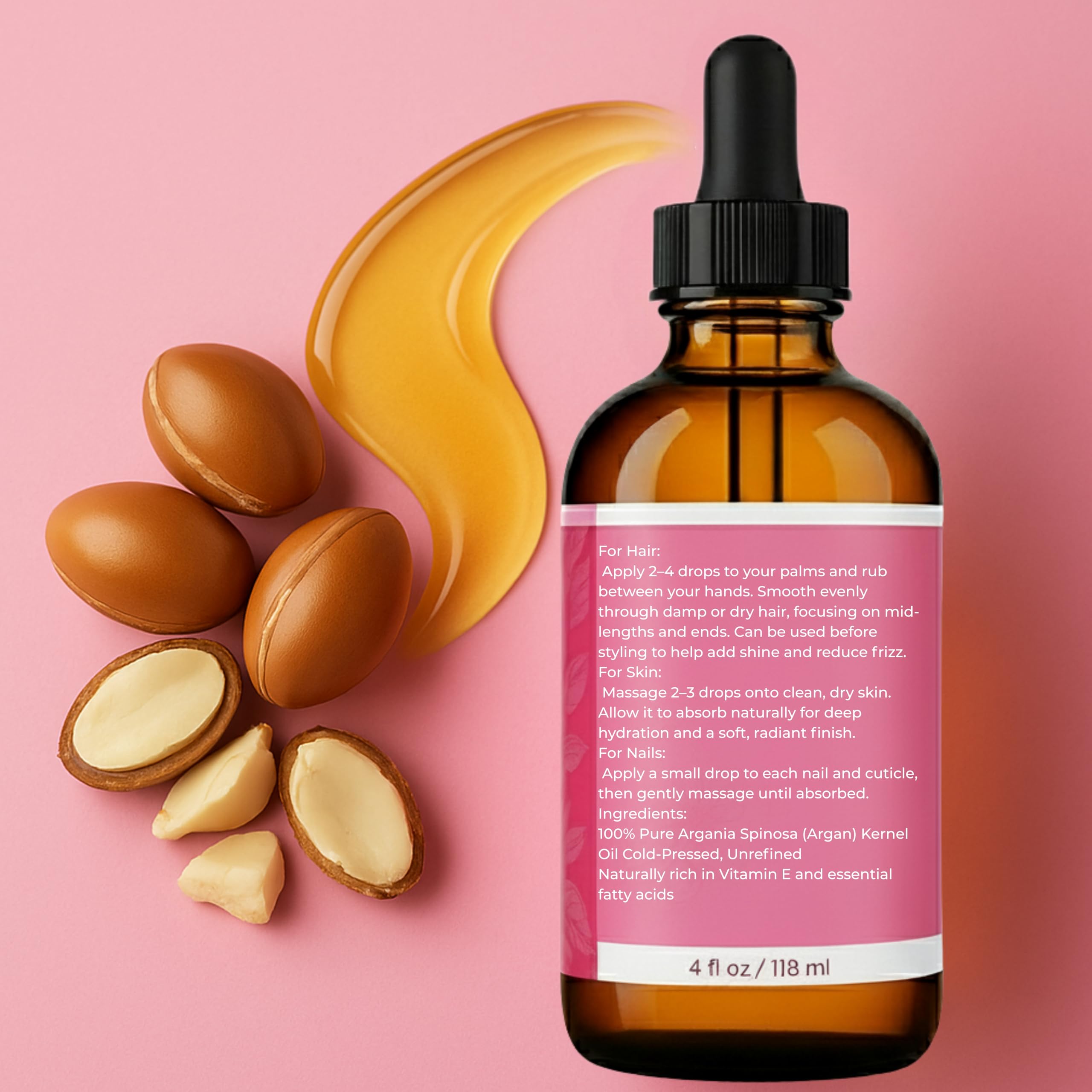 Leven Rose Argan Oil packaging in USA-bottled box highlights ethical sourcing story.