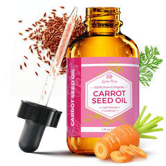 Leven Rose carrot seed oil bottle – pure, unrefined oil for skincare and hair care.