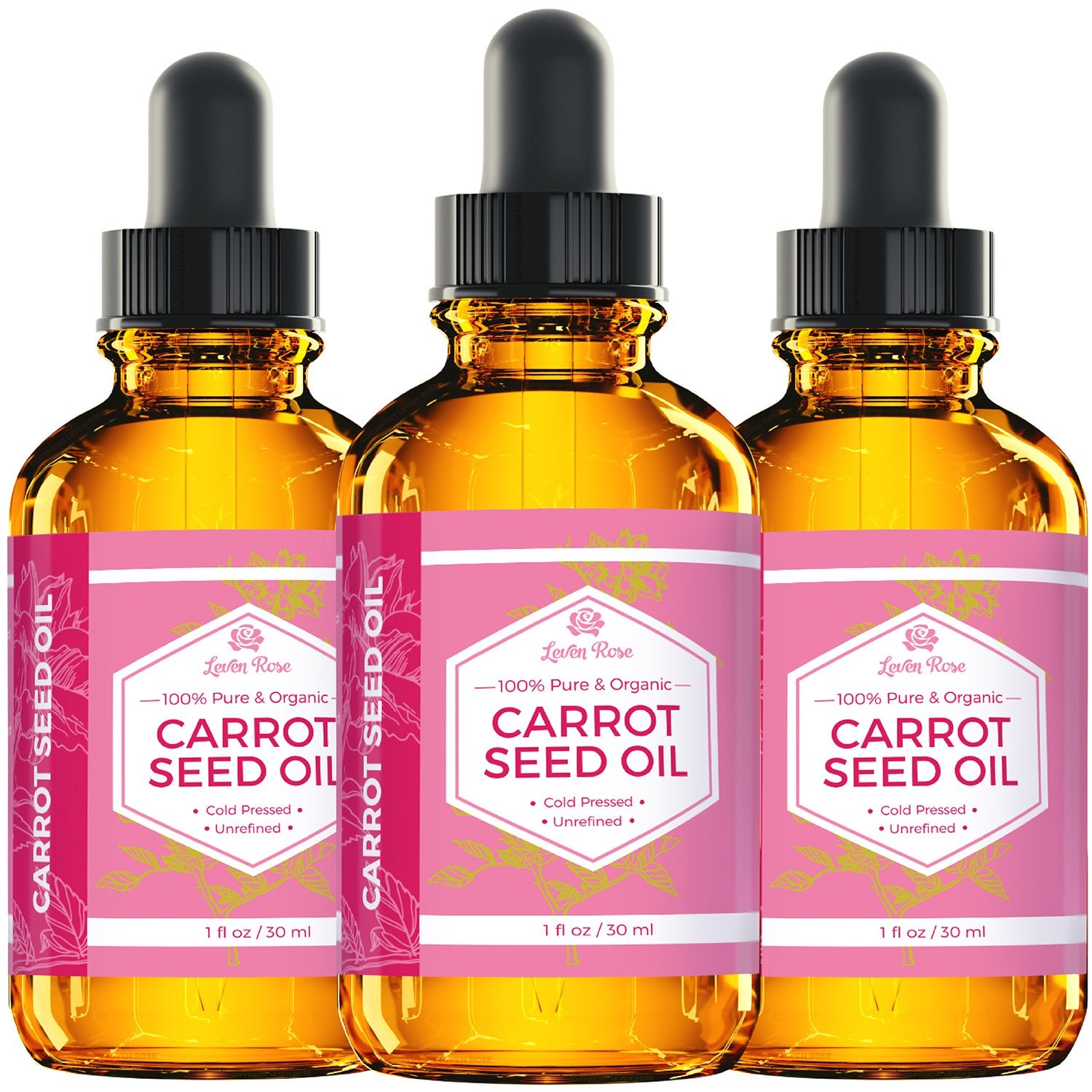Leven Rose carrot seed oil cruelty-free label – vegan skincare option.