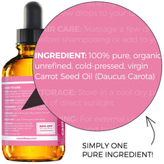 Leven Rose carrot seed oil dropper – easy nightly facial hydration.