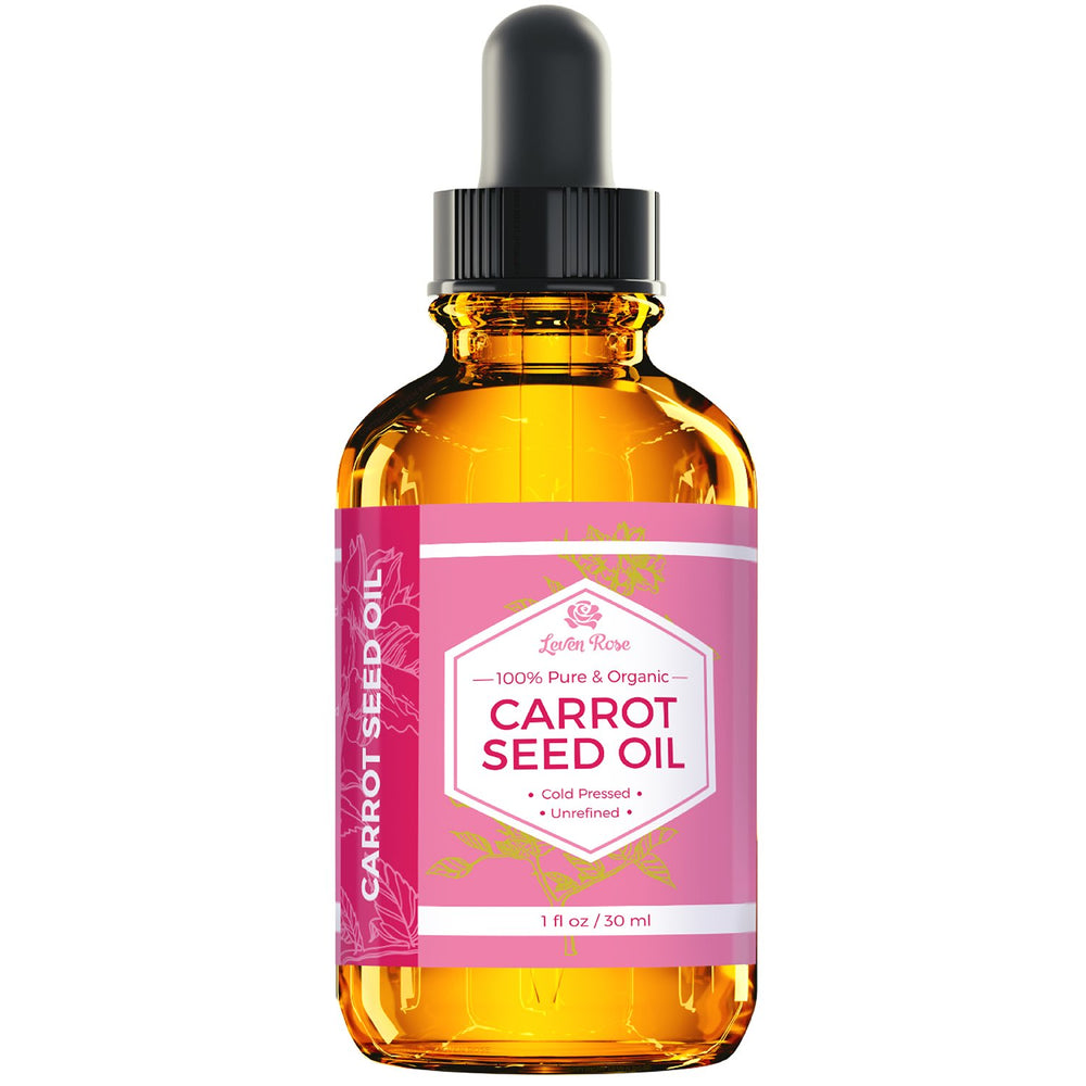 Leven Rose carrot seed oil ingredients – 100% pure, cold-pressed botanicals.