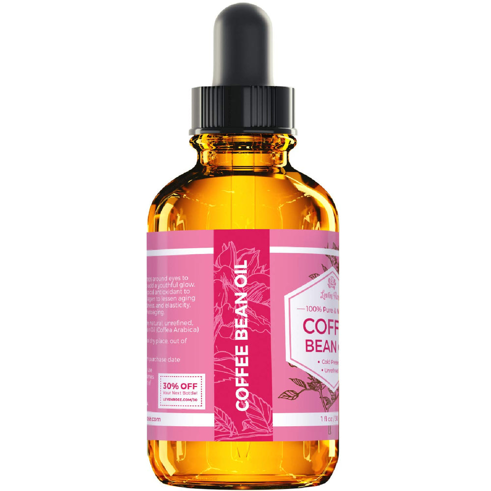 Leven Rose Coffee Bean Oil on nails — moisturizes cuticles for healthier nails.