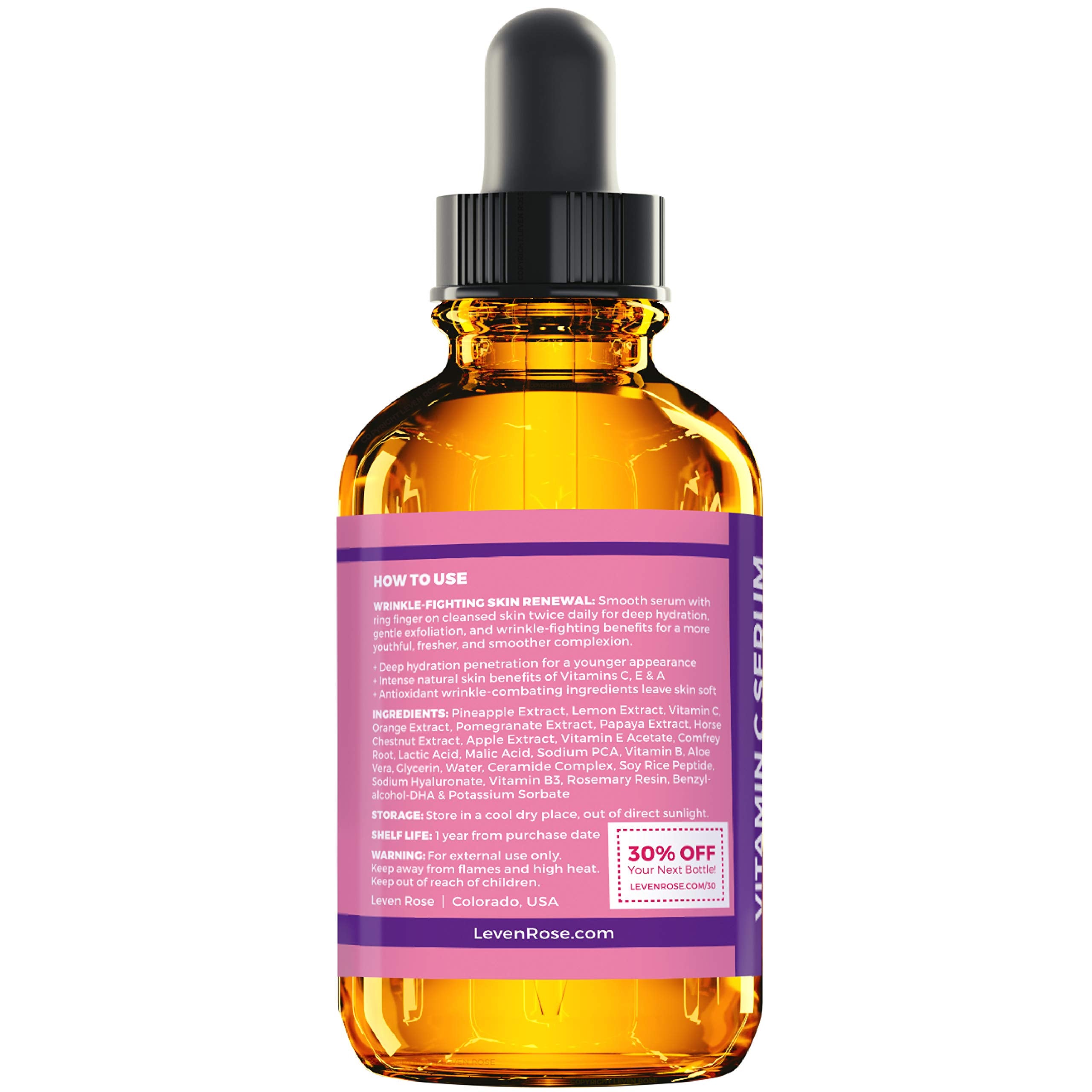 Leven Rose Vitamin C serum as part of a skincare ritual.
