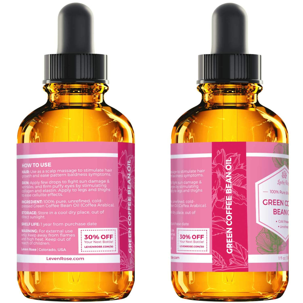 Leven Rose green coffee bean oil for nails moisturizes cuticles.