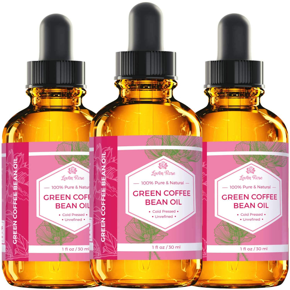 Leven Rose green coffee bean oil texture shows fast-absorbing non-greasy formula.