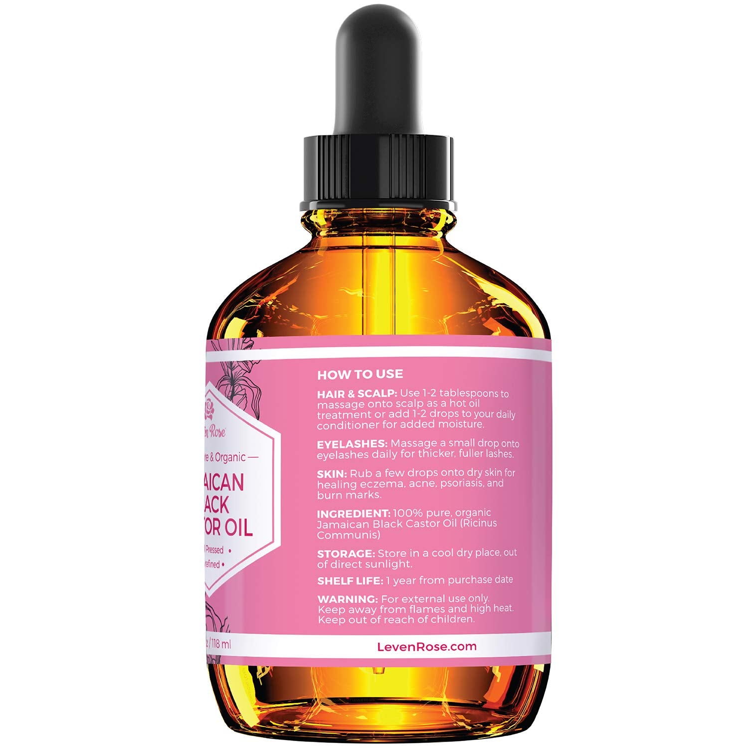 Leven Rose Jamaican Black Castor Oil skin nourishment suggesting moisturized dry areas.