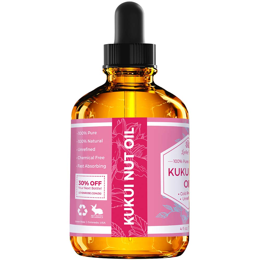 Leven Rose Kukui Nut Oil drops ready for targeted facial or scalp use and quick absorption.