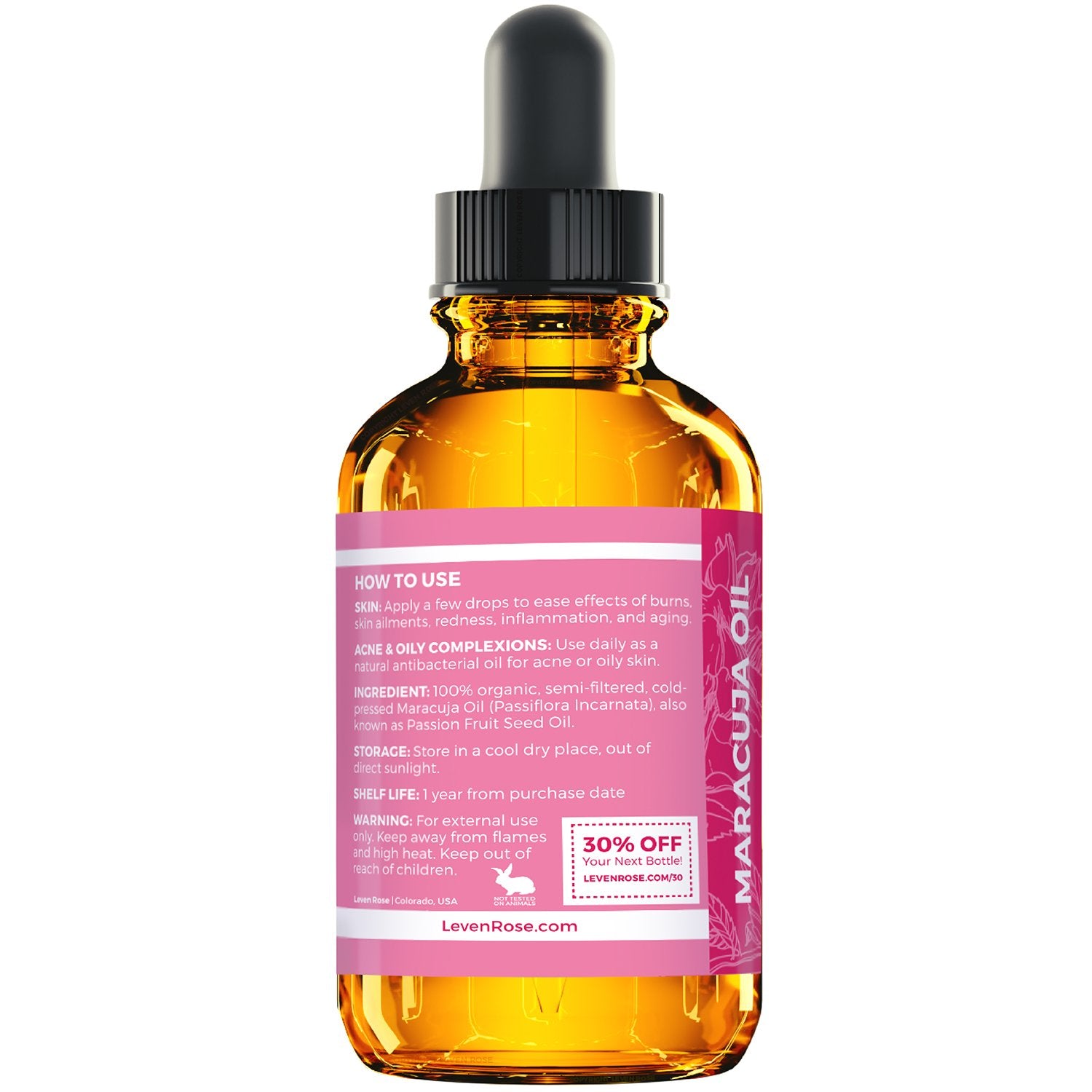 Leven Rose Maracuja Aceite ofrece hidratación suave para labios y manos.