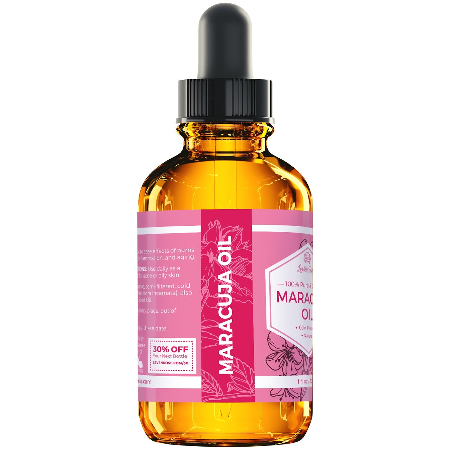 Leven Rose Maracuja Aceite para piel seca, hidratación ligera y luminosidad.
