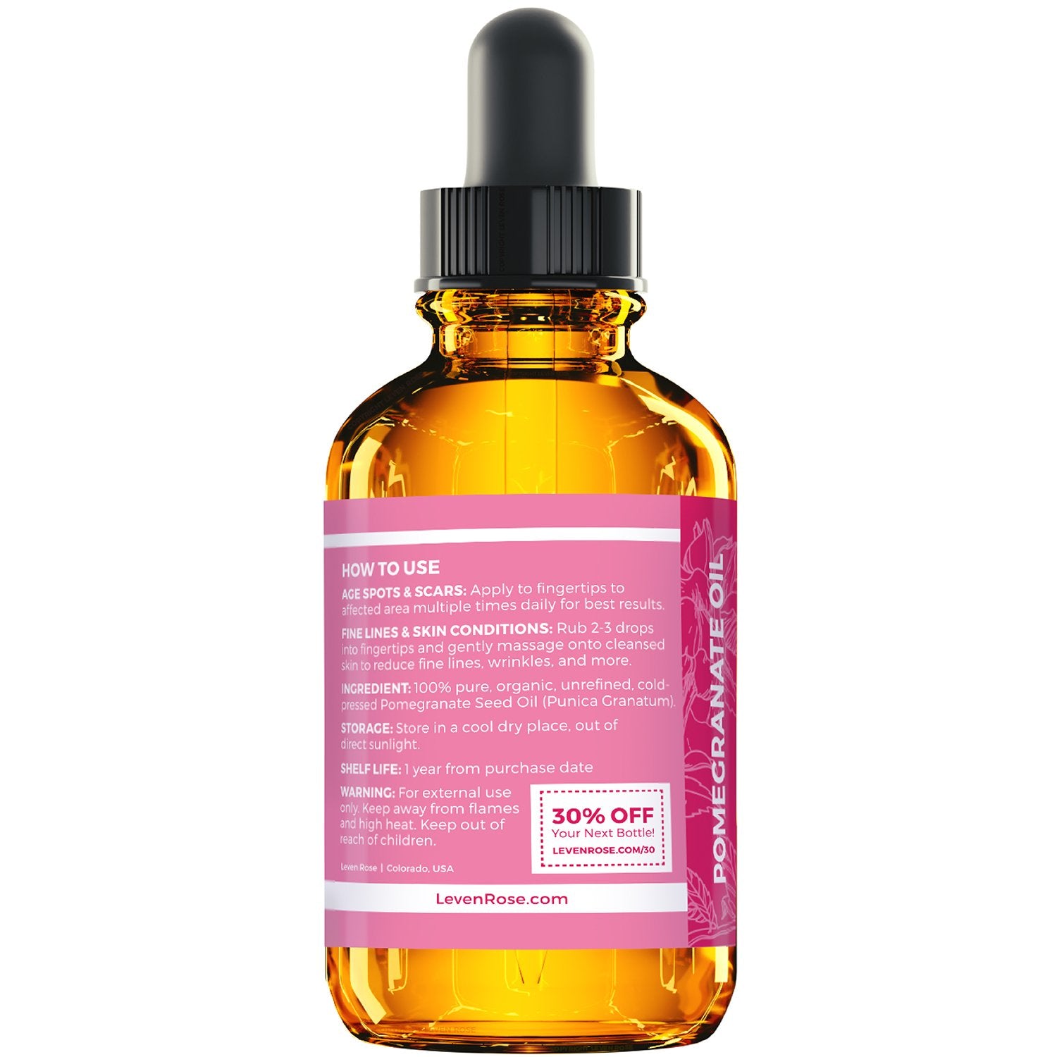 Leven Rose Pomegranate Oil hair shine after natural nourishment.