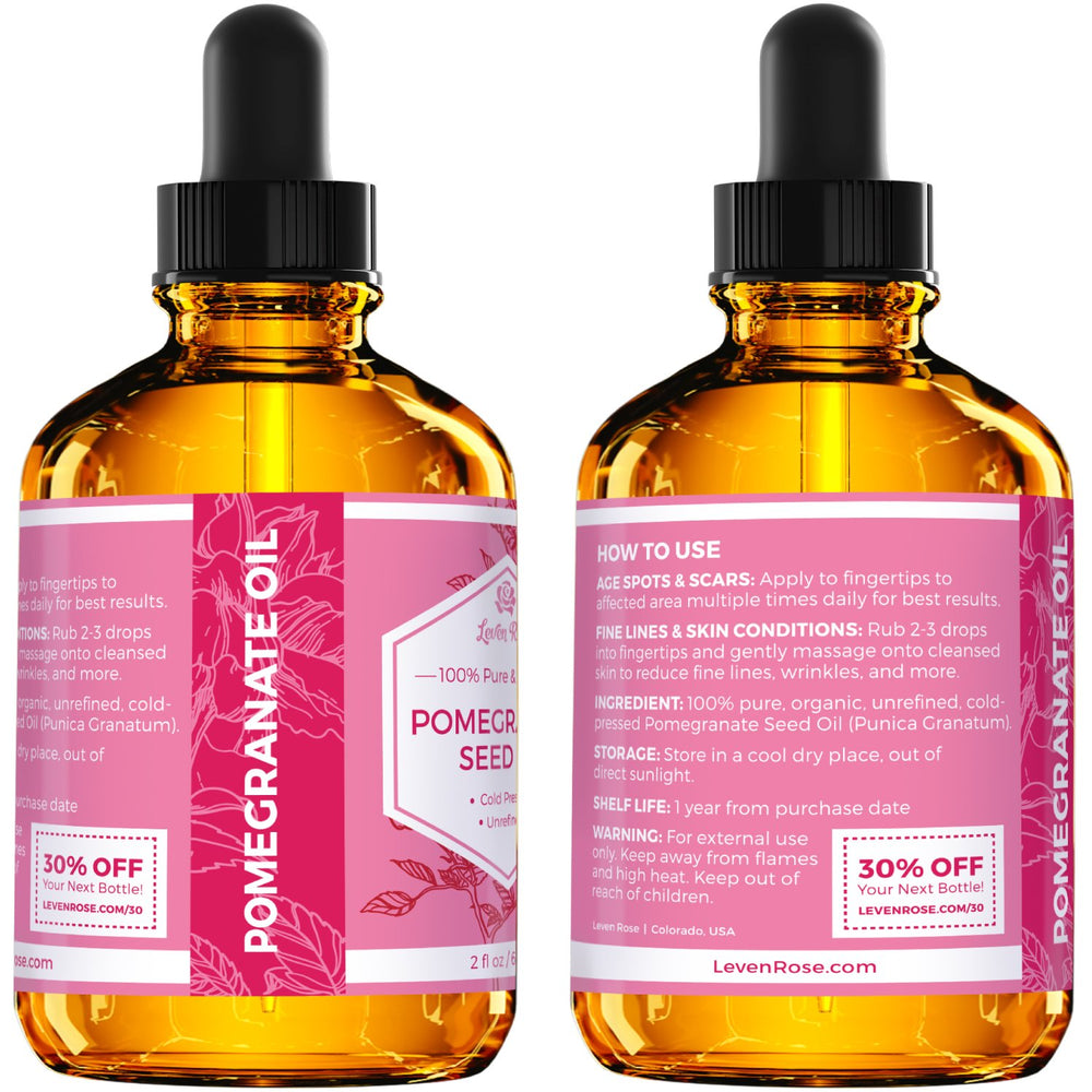 Leven Rose Pomegranate Oil on scalp hints at moisture and shine