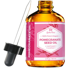 Leven Rose Pomegranate Seed Oil bottle delivering antioxidant hydration for skin and hair.