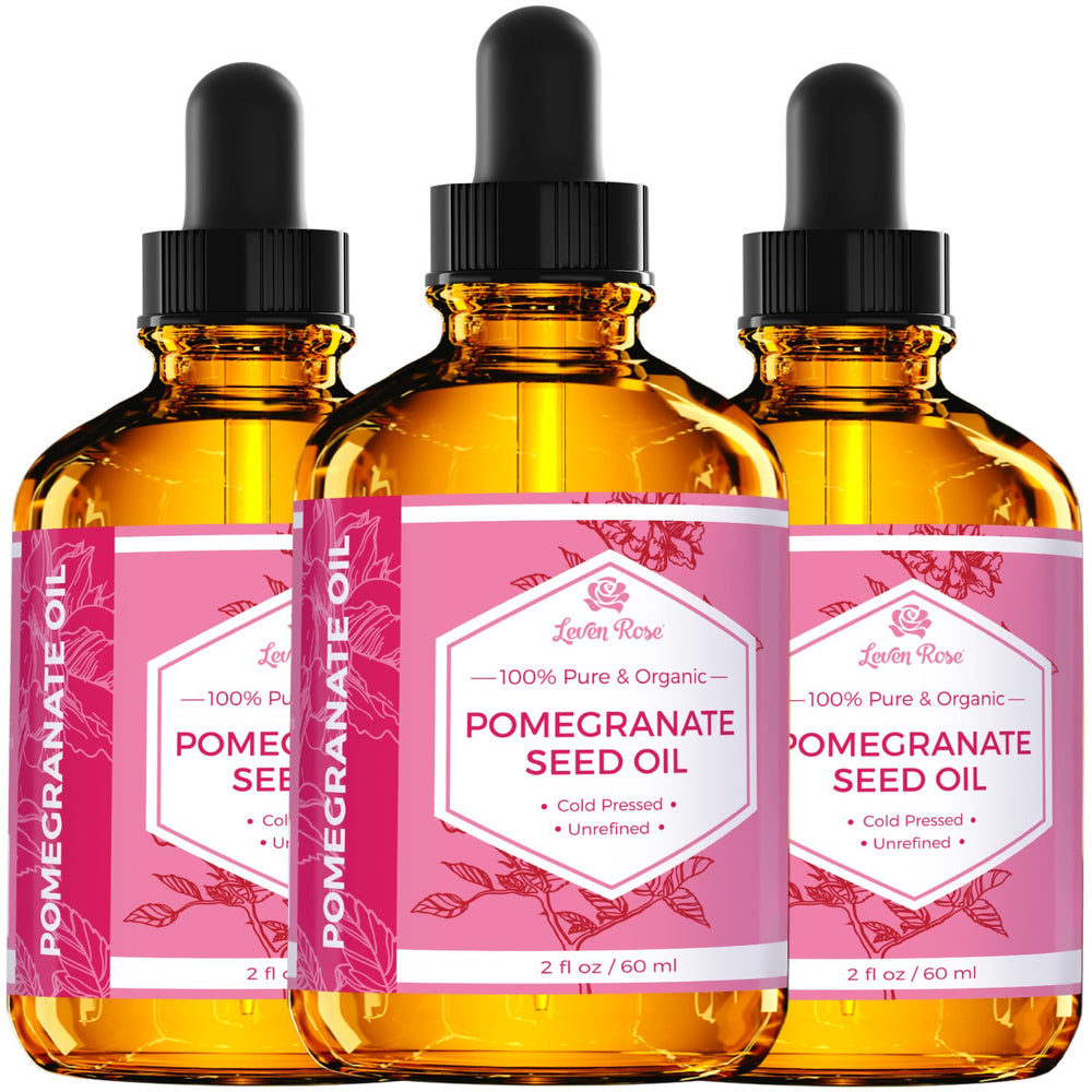 Leven Rose Pomegranate Seed Oil packaging protects potency from light.