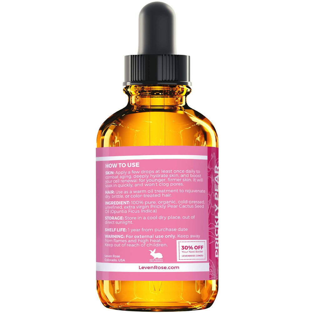 Leven Rose Prickly Pear Seed Oil glow closeup emphasizing natural sheen.