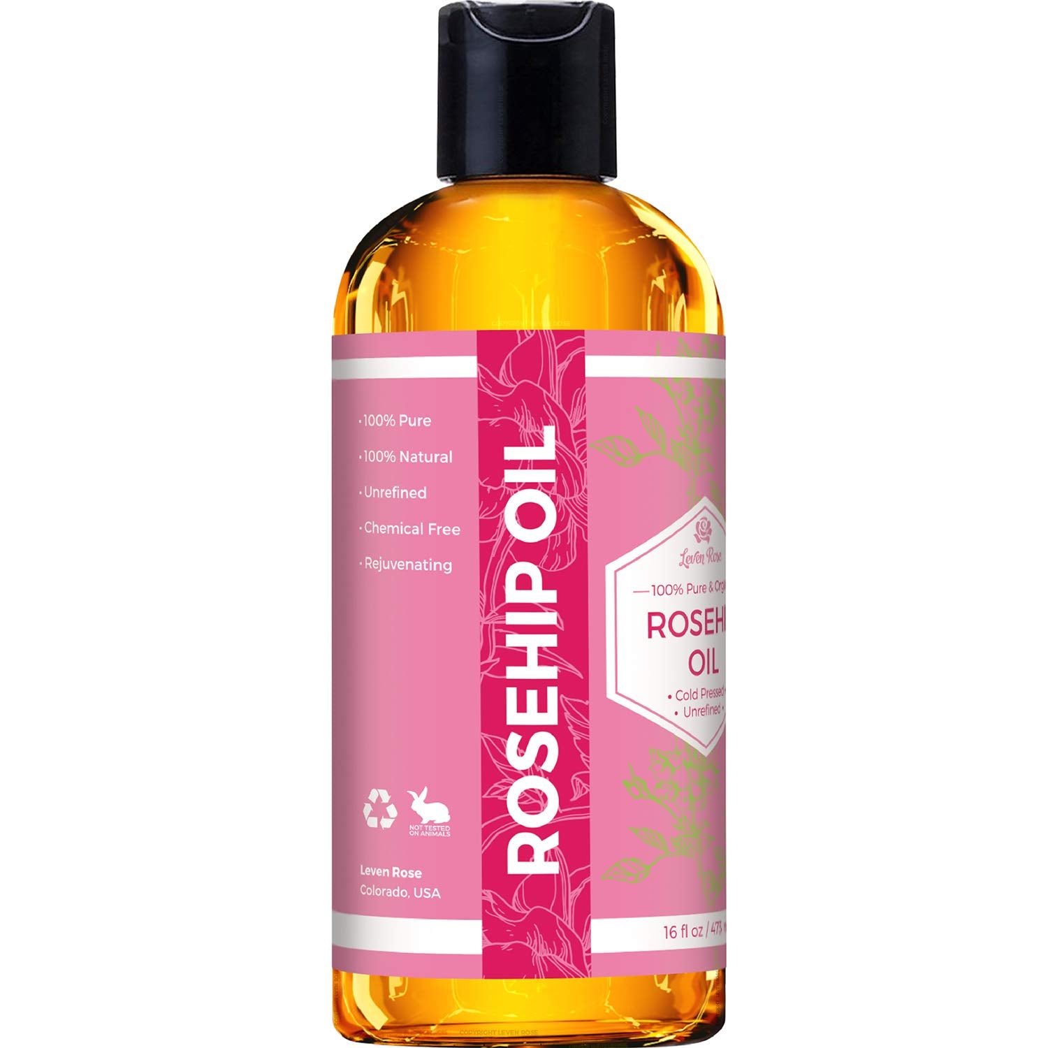 Leven Rose rosehip oil being applied to hair for shine