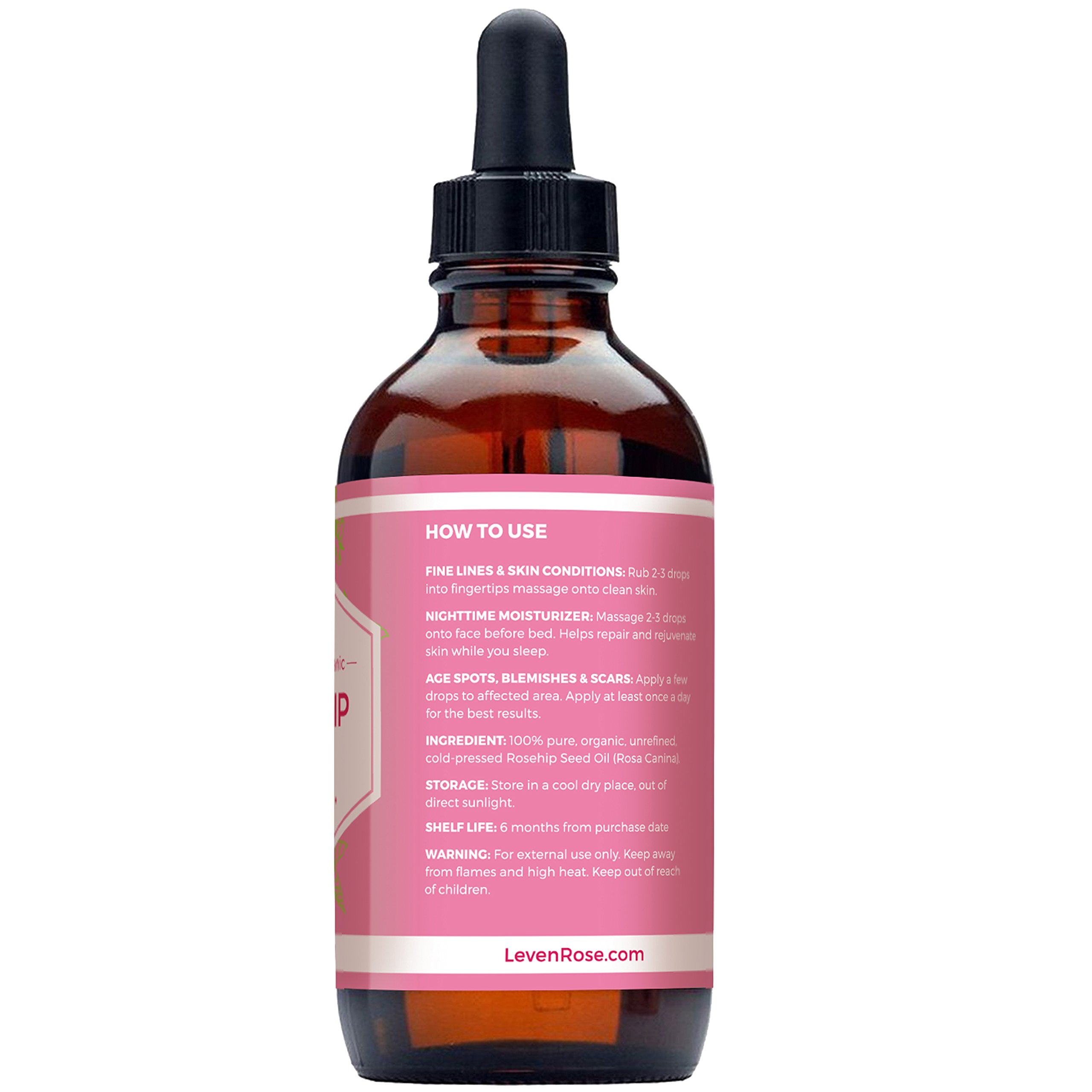 Leven Rose rosehip oil enhances hair shine and nail care